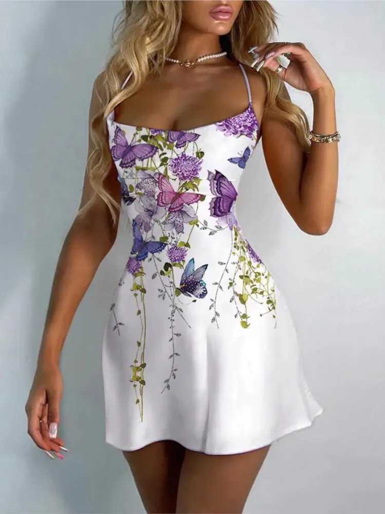 Basic Casual Dresses Leopard Print Sexy Short Dress Women Slveless Backless Bodycon Mini A-line Dress 2024 Summer Fashion Sling Party Dresses Woman H2