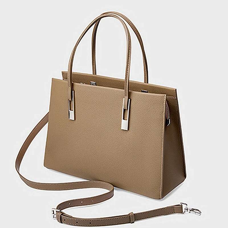 Hifashion 3 Layer Genuine Leather Large Tote Shoulder Bags For Women 2024 Trend Designer A4 Work Commuter Office Ladies Handbags