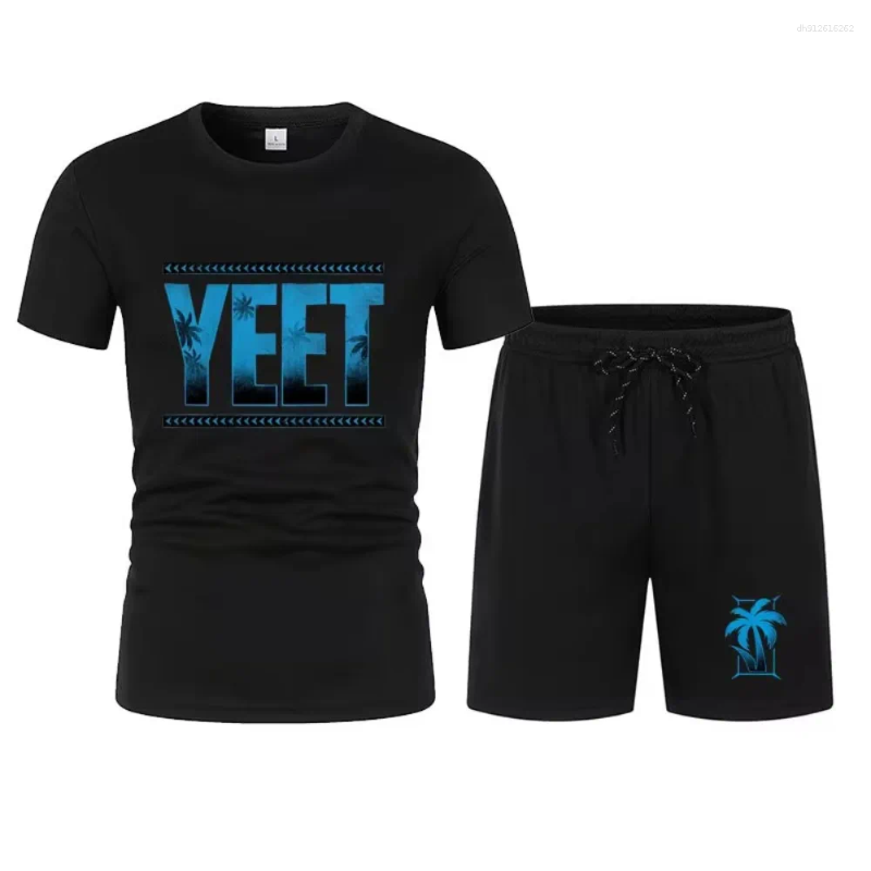 Men's Tracksuits 2025 Black Jey Uso Yeet T-Shirt Shorts Set Summer Short Sleeve Men Overiszed Suits Causal Clothing Sets