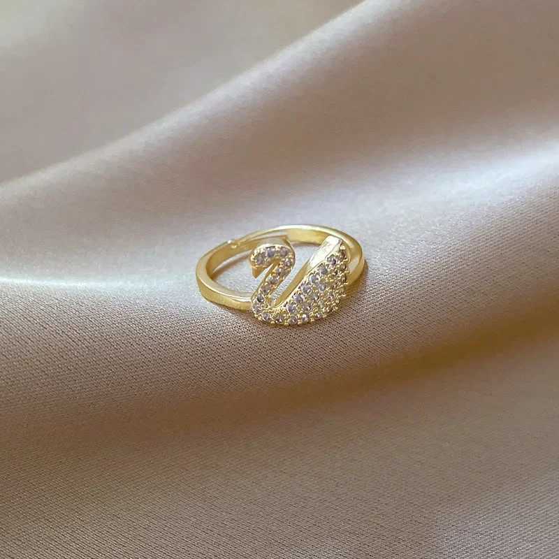 Jewellery Ring Designer Fine Jewellery High Quality Textured Full Zircon Sparkling Swan Cartoon Adjustable Band for Christmas Gift and Bridal Finger J