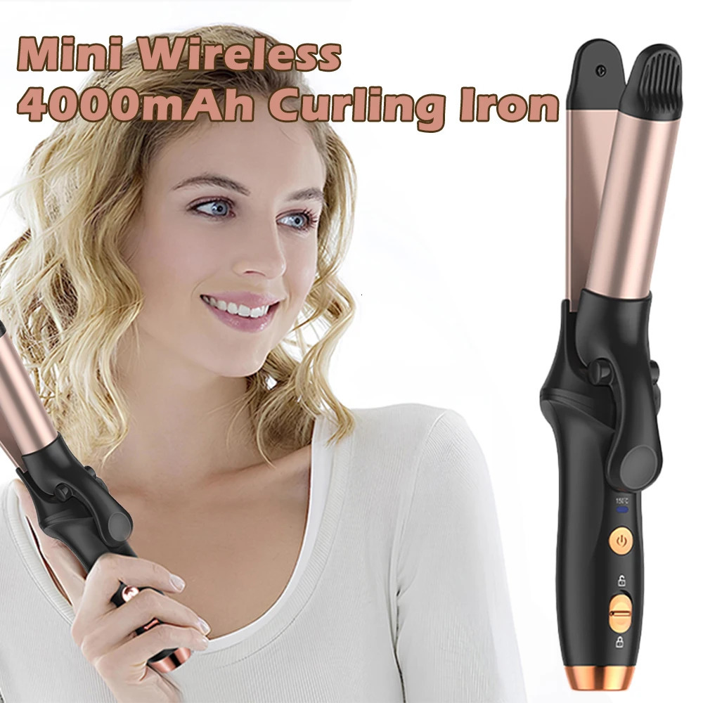 Mini Wireless Curling Iron Portable Hair Straightener USB Rechargeable Fast Heating Hair Curler for Travel 250214