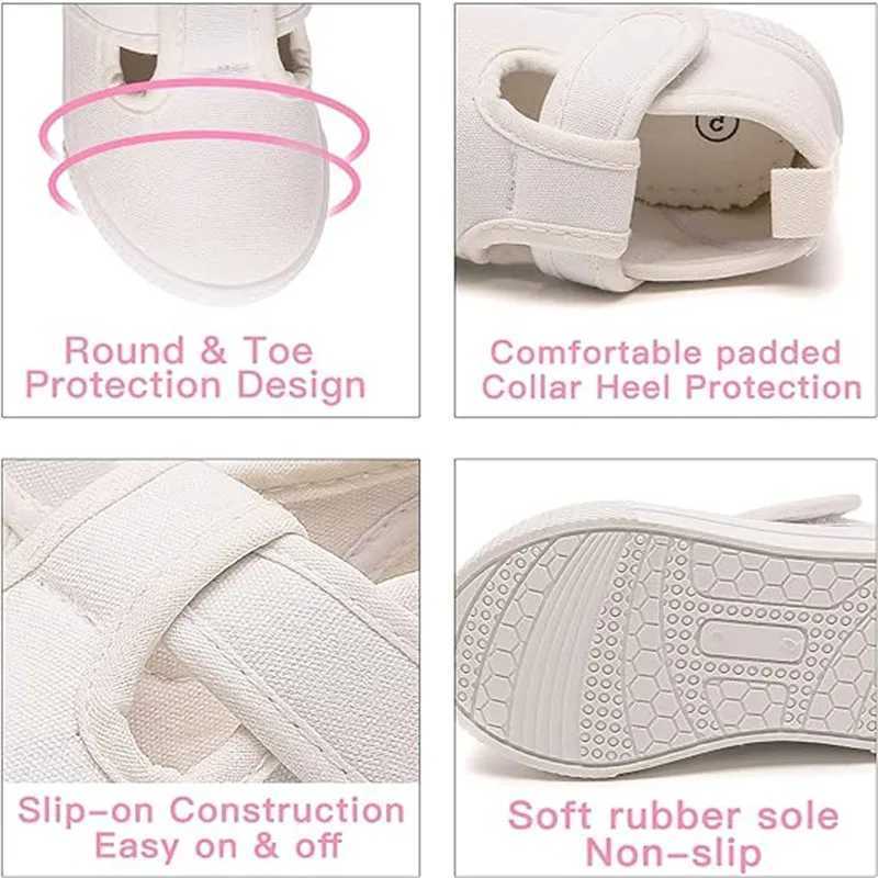 Preschool girl T-belt canvas sports shoes classic and comfortable for young children Mary Jane canvas apartment anti slip and casual canvas sports sho