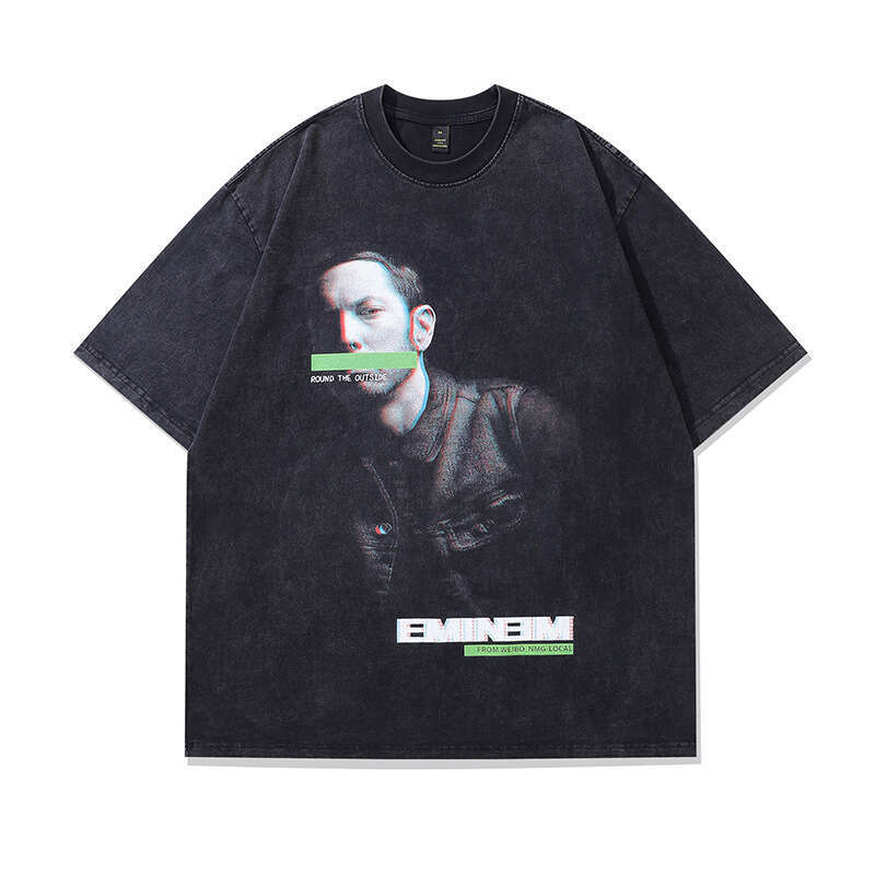 TKPA American hip-hop trendy brand Amu print high street washed and worn short sleeved t-shirt for men