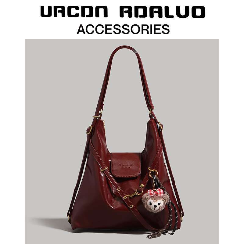 studded decorative backpack, Argyle dual-use backpack, fashionable chain decoration women's handbag