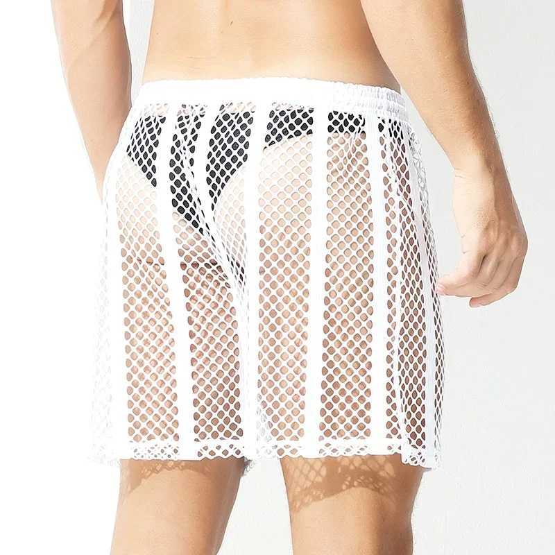 Beach Boxers Short Men Transparent Sportwear Youth Quick Dry Swimming Trunks Mesh Breathable Board Shorts(No Briefs) M250218