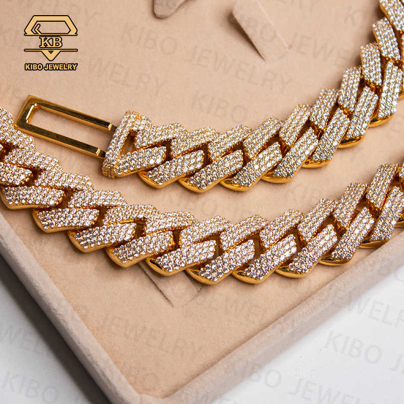 Real Pure 10K 14K Solid Gold Cuban link chain for Mens Hip Hop Iced Out Moissanite Cuban Link Necklace Miami Chains