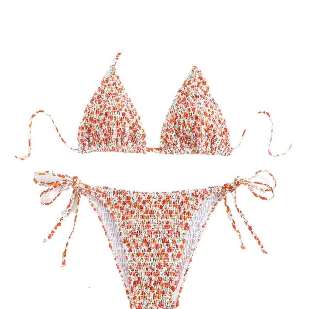 New Women's Sexy Bikini Fresh Small Floral Tie Fashion Split Two-piece Beach Swimsuit Designer Swimsuit Women Designer Swim Designer Bikini New P