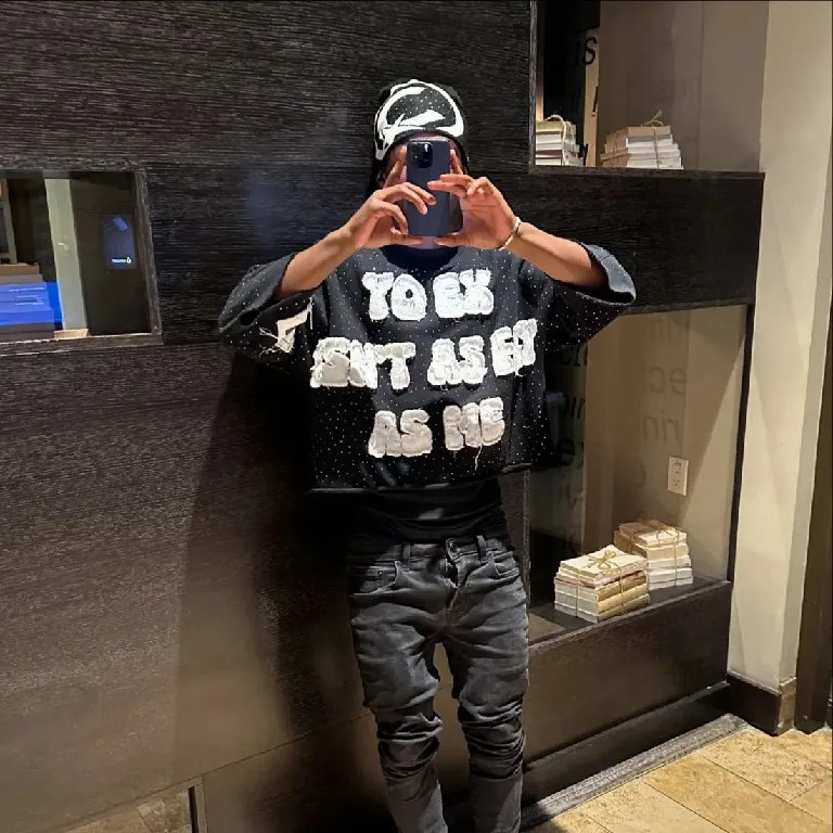 Retro Patchwork T Shirt Y2K Clothes Men Women Harajuku Hip Hop Letter Patch Black Oversized TShirt Punk Rock Short Sleeve Tops 250217