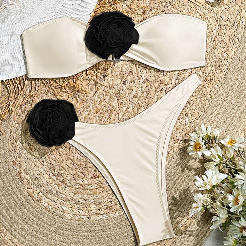 Hot Selling 3D Decorative Flower Bikini Split Top Sexy Swimsuit Triangle Pants for Women Designer Swim Maillot De Bain Womens Swimwear New Arrival