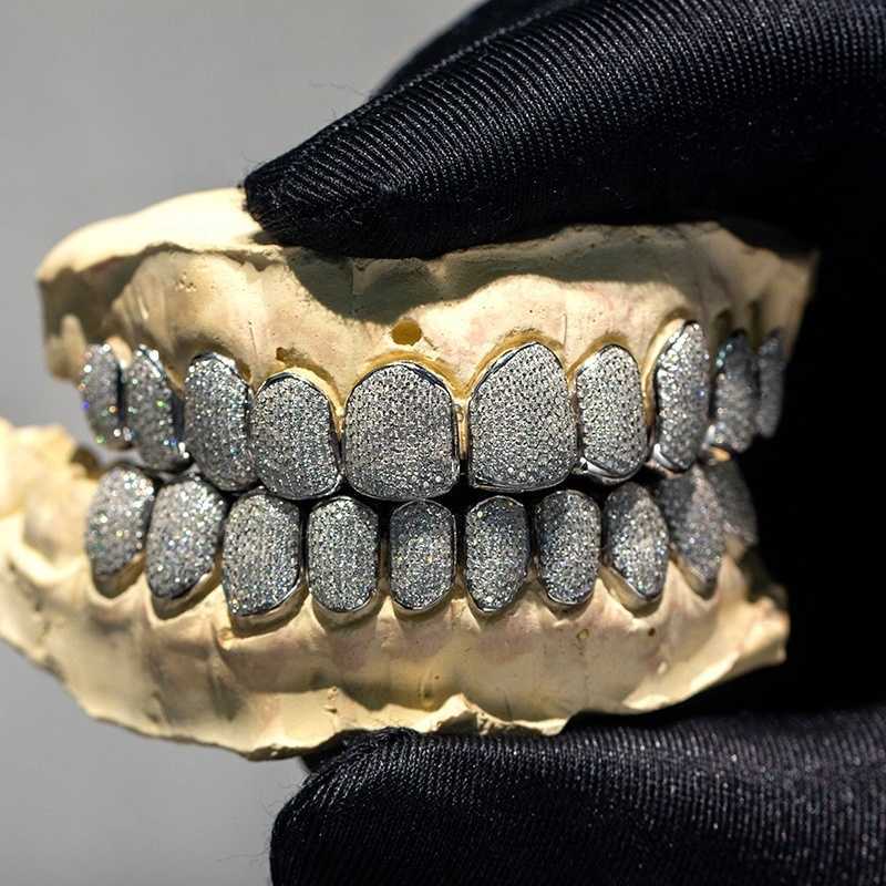 Rapper Mens Jewelry Sterling Silver Custom Hip Hop Iced Out VVS Moissanite Grillz