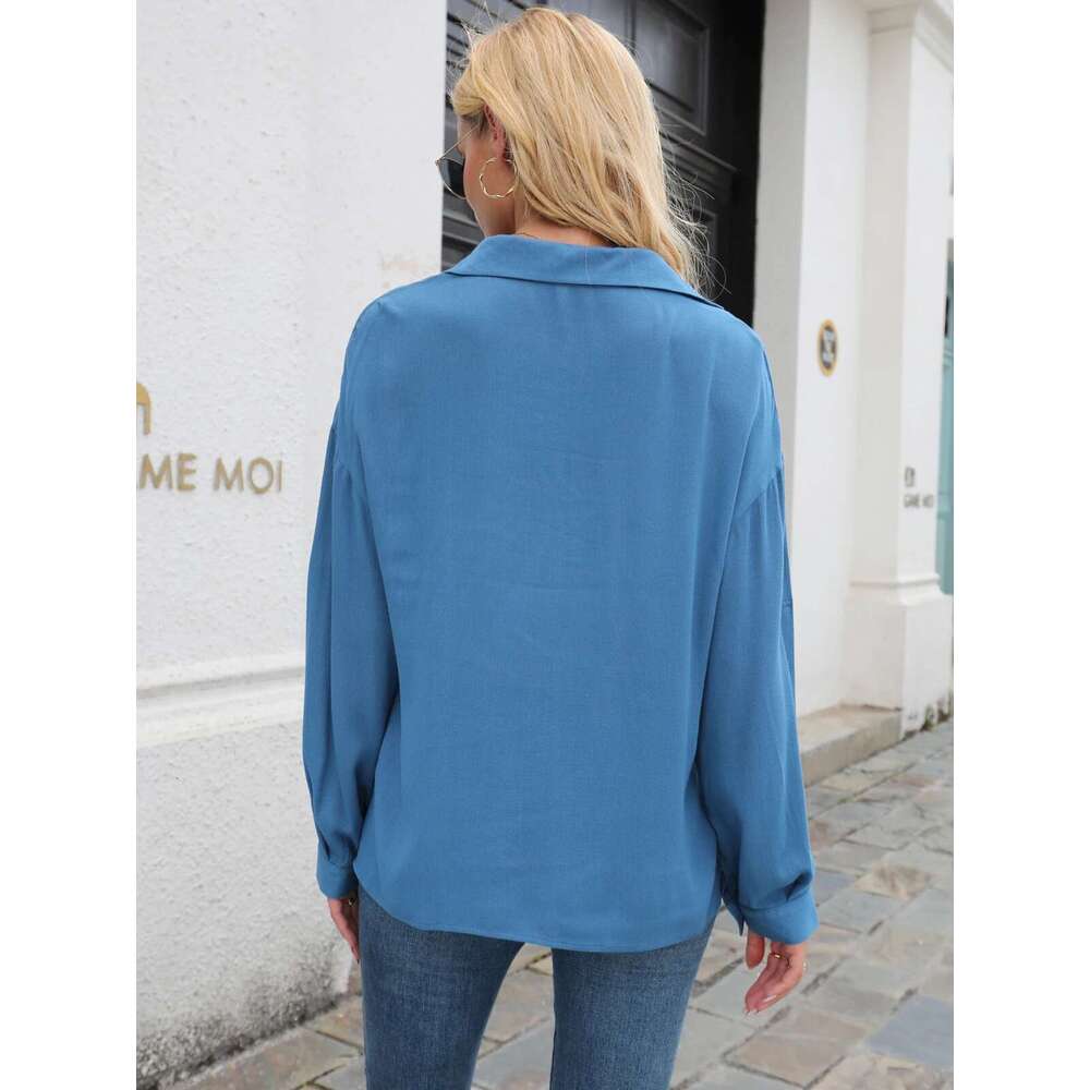 II Long Sleeve Cotton En Blouses Shirts Button Down Solid Loose Female Tunic Casual V Neck Spring Summer Cardigan Women's Top