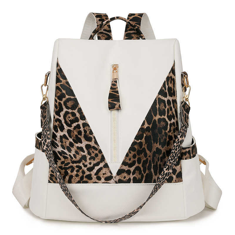 High Beauty Shoulder Bag for Women New Travel Fashion Leopard PU Bag Large Capacity Backpack