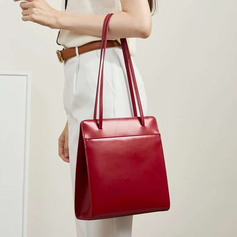 Hifashion Cowhide Genuine Leather Underarm Shoulder Bags For Women 2024 Trend Designer Minimalist Vertical Tote Ladies Handbags