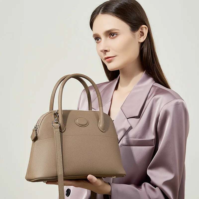 Genuine Leather Shell High-Capacity Women's Shoulder Bag
