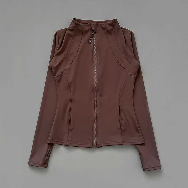 Active Shirts Tees Quick drying womens stand up collar jacket slim zipper wearing a long and breathable running sports bike top H25218