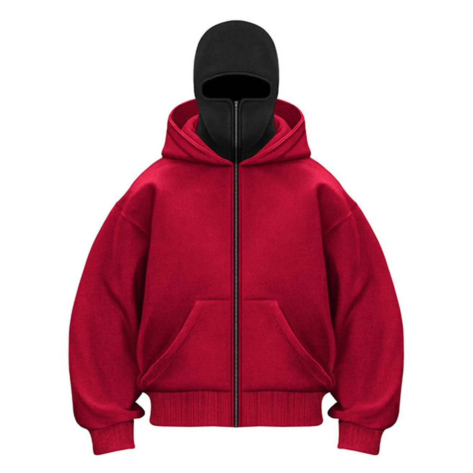 Personality Hoodie Mens Solid Color Long Sleeve Hooded Sweatshirt Cropped Jacket Double Hat Couple Cotton Hood Clothes 250214