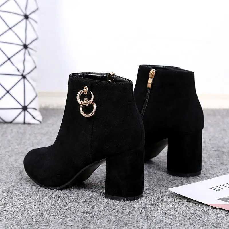 Womens Ankle Boots Heeled Short Shoes For Woman Suede Footwear Black Pointed Toe Booties Very High Heels With Stylish Y2kXJ250217