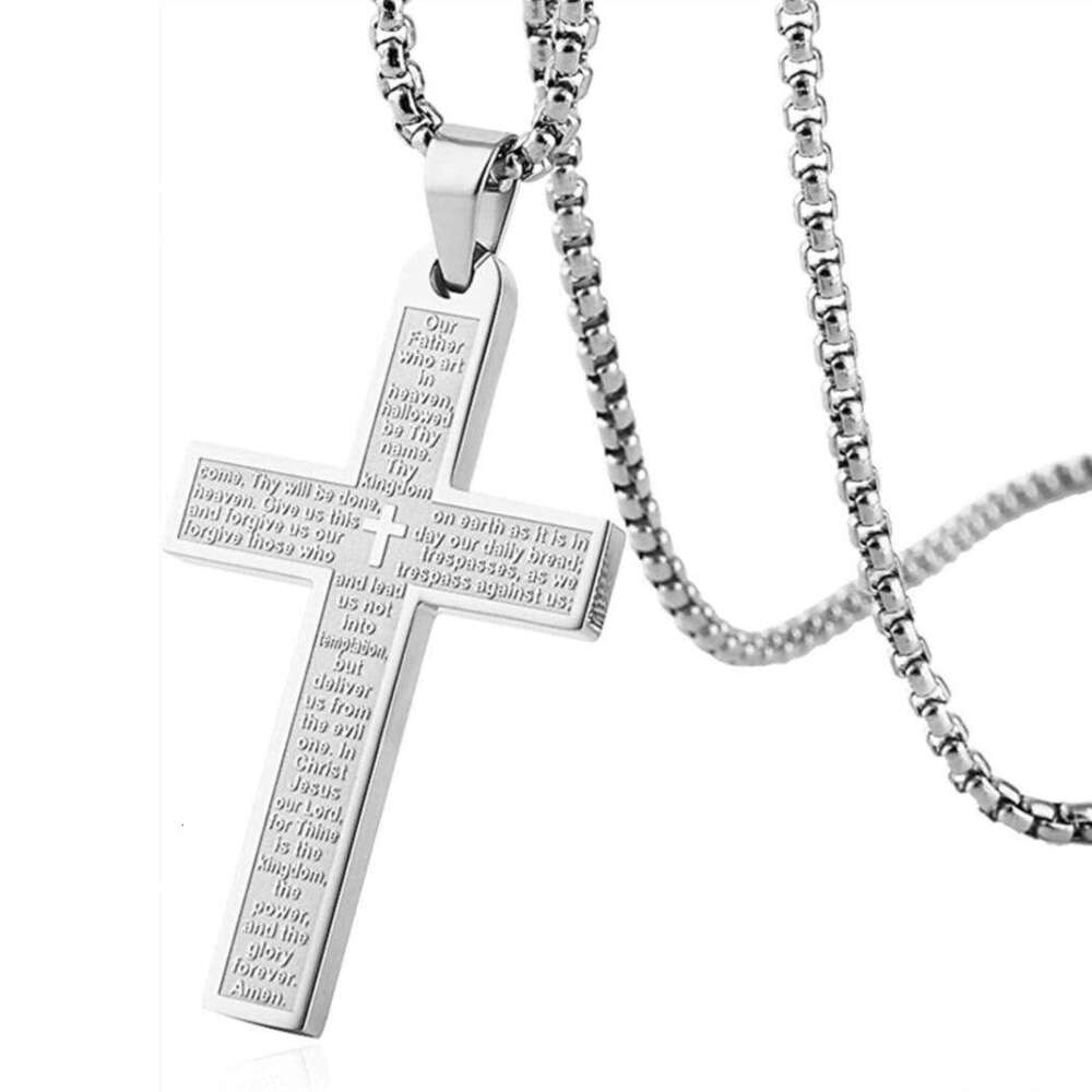Hot selg stainless steel men's cross necklace, non fading, personalized hip-hop, titanium steel, neutral style accessory