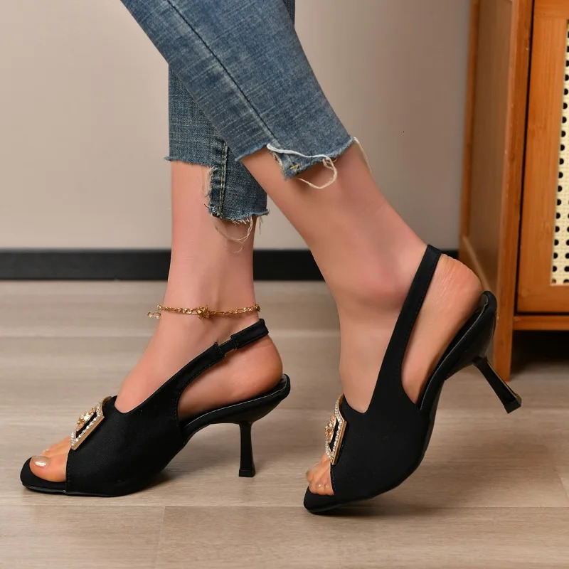 Shoes for Women 2024 Pointy Slingbacks High Heels Ladies Summer Fashion Shallow Slip on Pumps Female Zapatos Mujer 250217