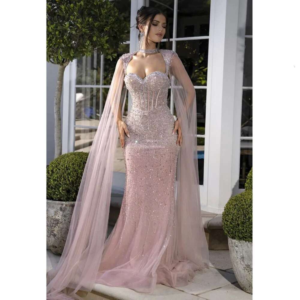 Evening Formal Party Dresses Pink Sweetheart Full Sleeves Or Length Slim Fit Shiny High Quality Fashion Chic Women Prom Gowns