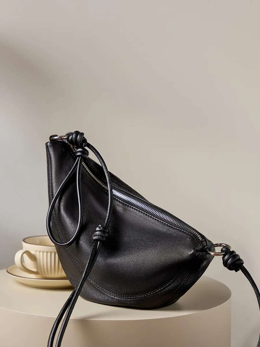 YANATARI Dumpg Leather Soft Leather Large Capacity Minimalist Crossbody Women Female Sier Bag