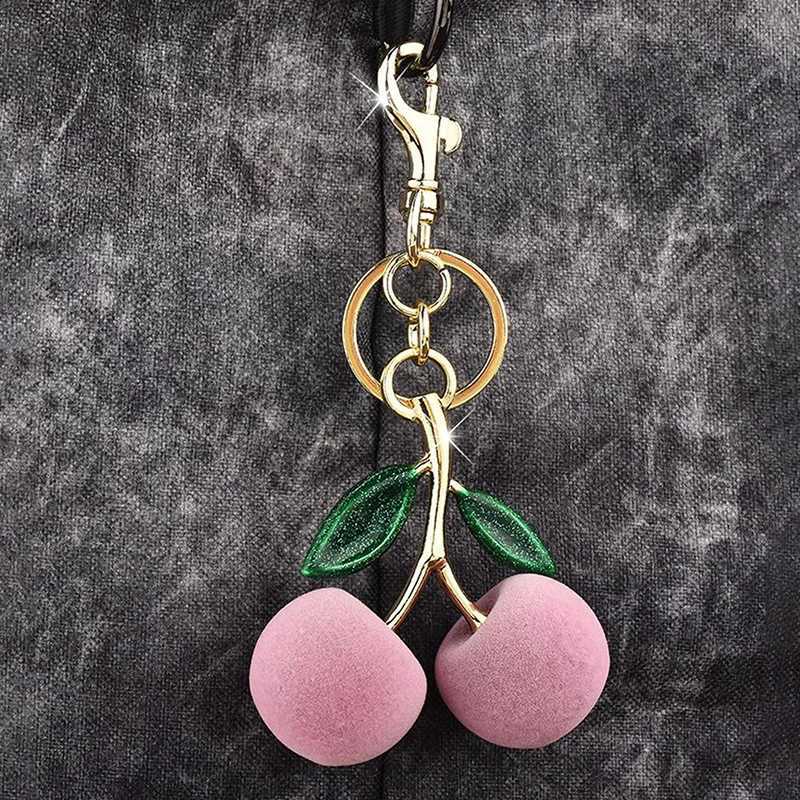 Keychains Lanyards Bag Parts Accessories 12 Different Styles Crystal Cherry Charm Pendant For Womens Handbag Shoulder Bags Keychain Attachment H250217