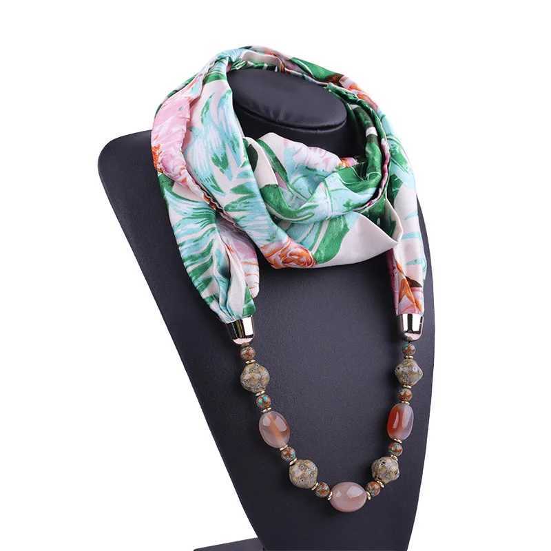 Womens Chiffon Jewelry Declaration Necklace Pendant Scarf Head Scarf Womens Foulard Womens Accessories W250218