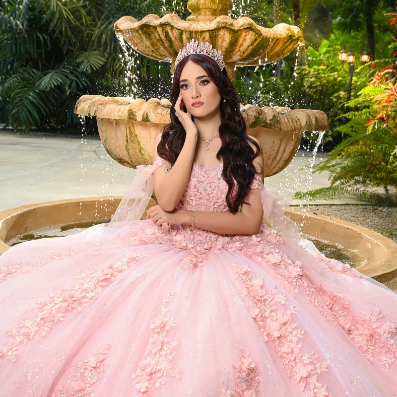 Pink Shiny Quinceanera Dresses Ball Gown Off The Shoulder Applique Lace Beads Tull Party Birthday Sweet 16 Dress Vestido 15 De Anos