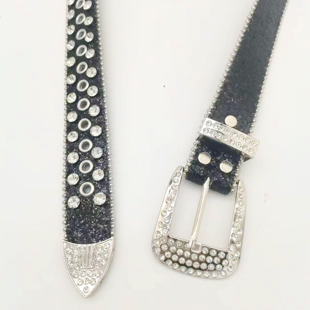Chic Punk Inspired Women's Belt with Intricate Crystal Rhinestone Work for a Stylish Edge