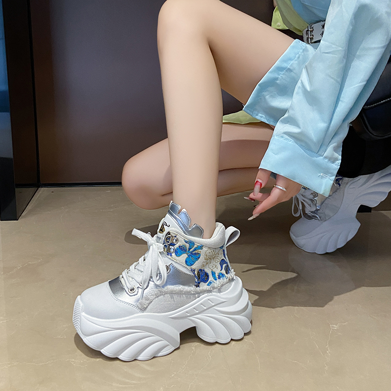 Luxury Platform Sneakers 8.5CM High Heels Spring and Autumn Sports Leather Shoes Designer Breathable Casual Shoes High Quality Outdoor Running Shoes S