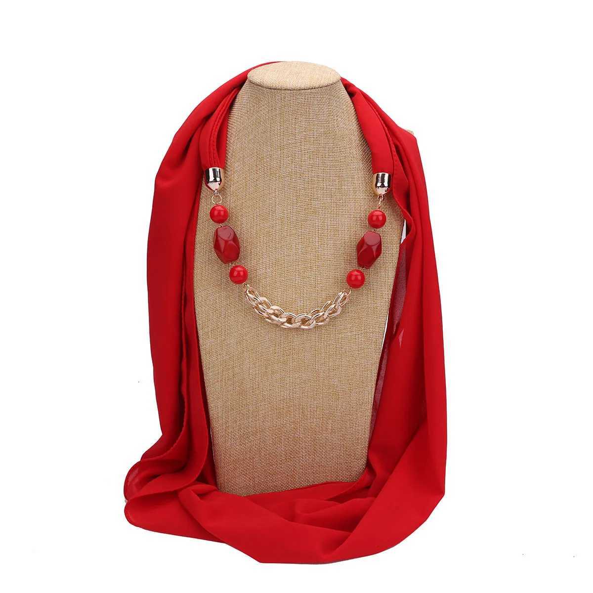 Solid Color Collar Scarf Luxury Beaded Pendants Jewelry Necklace Scarves Wr Women Sh Foulard W250218