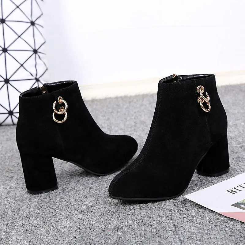 Womens Ankle Boots Heeled Short Shoes For Woman Suede Footwear Black Pointed Toe Booties Very High Heels With Stylish Y2kXJ250217
