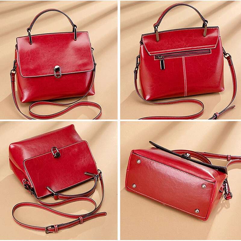 Hifashion Oil Wax Cowhide Genuine Leather Shoulder Crossbody Bags For Women New 2024 Trend Designer Short Handle Ladies Handbags