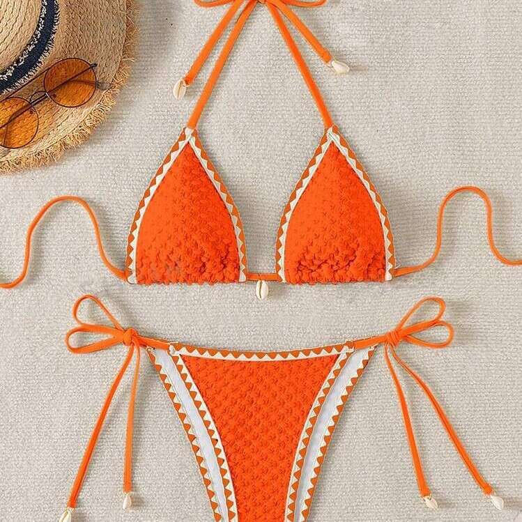 New Women's Sexy Split Bikini Knitted Three-point Beach Swimsuit Luxury Swimwear Swimwear Sexy Luxury Bikini Swimsuits Designer Womens Bathing Su
