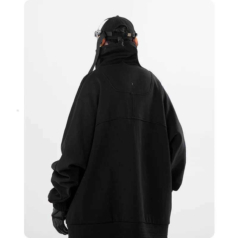 Autumn Winter Functional Neck Hooded Sweater Cloak Hoodie Men's Clothing Haruku Sweatshirt High Street Streetwear
