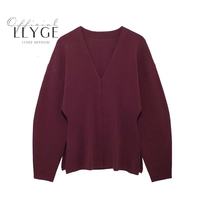 Vneck Knitted Cardigan Woman Short Spring Solid Skinny Female Sweater Long Sleeve Front Hook Elegant Coat Office Lady Casual 250213