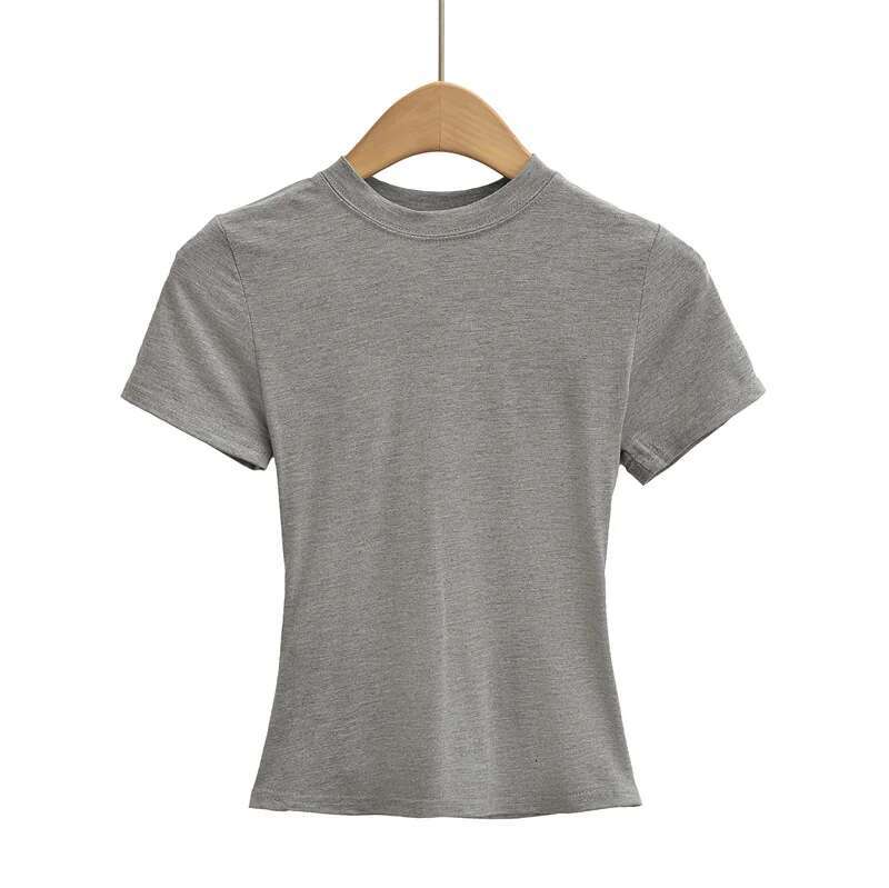 2025 New High-quality Casual Tshirt Sexy Slim Fit Short Sleeved T-shirts Fashion Trend Solid Color Women's Y2k Tops Designer T Shirt