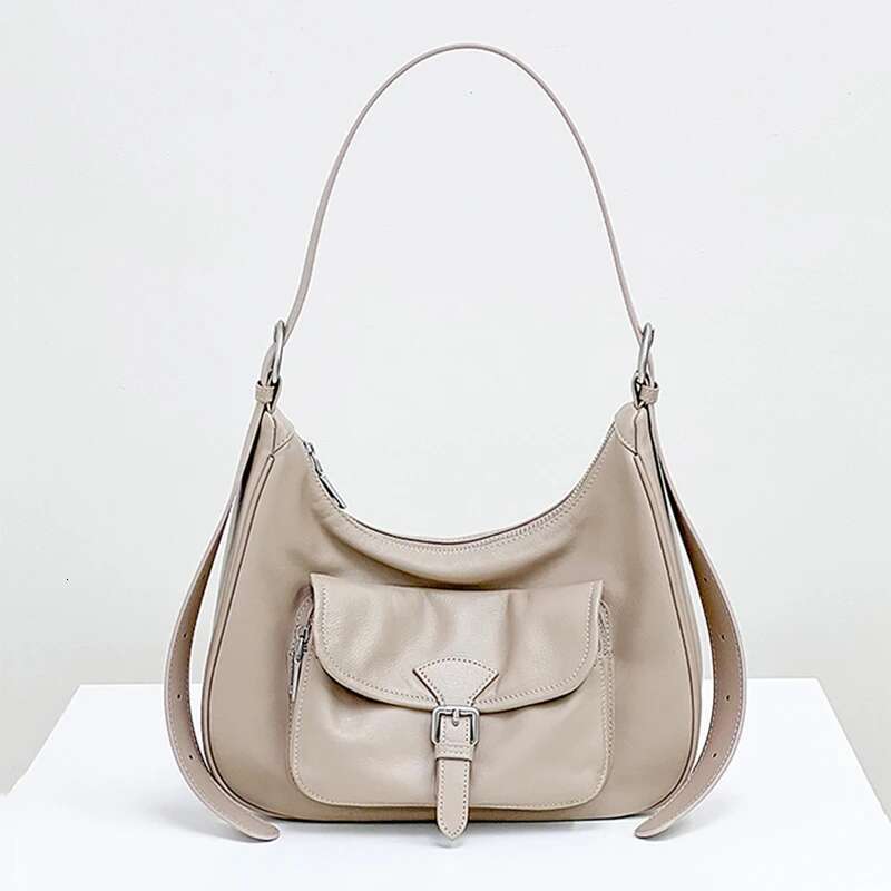 Hifashion 100% Genuine Leather Soft Half Moon Shoulder Bags For Women 2025 Trend Designer Crossbody Purses Hobo Ladies Handbags