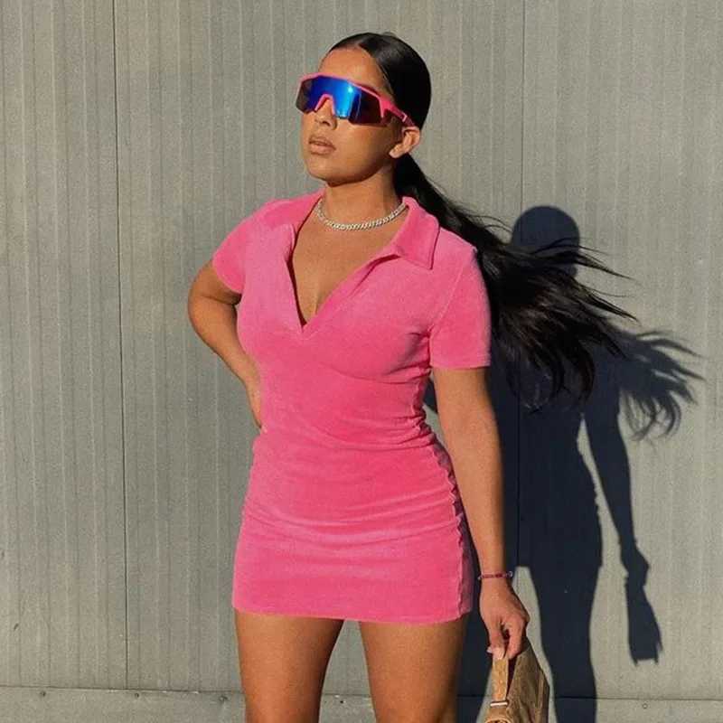 Basic Casual Dresses Summer Women V-neck Mini Dress Party Elegant Club Strtwear Slim Solid Y2K Clothes slim Dresses on sale clearance fashion top H252