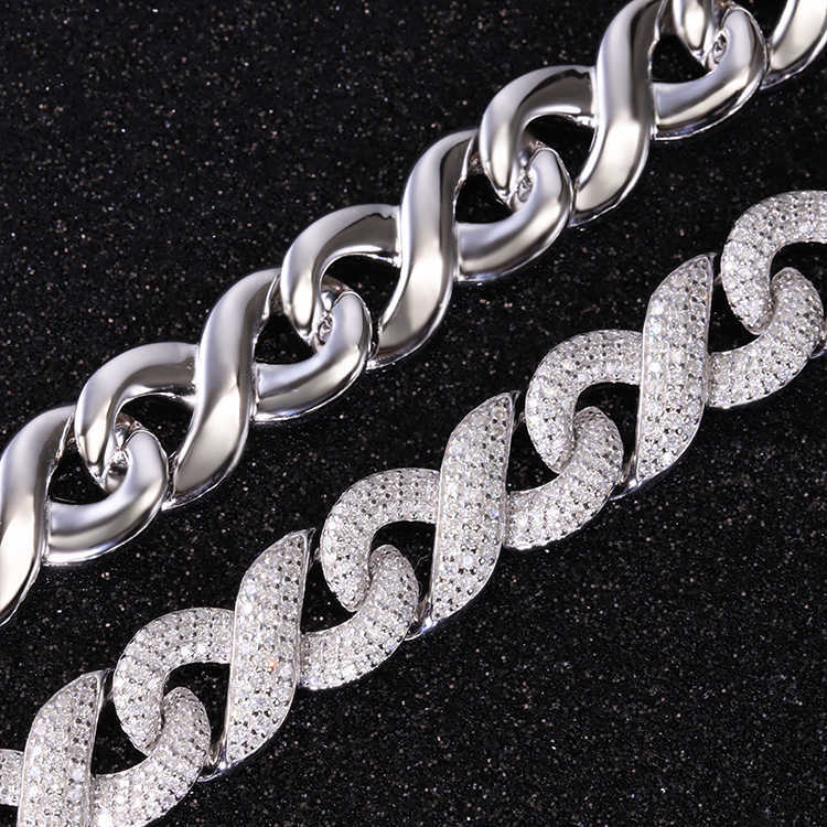 High Quality Hip Hop 13mm diamond Fine Jewelry Necklace Cuban Chain 925 Silver Iced Out VVS Moissanite Link Chain