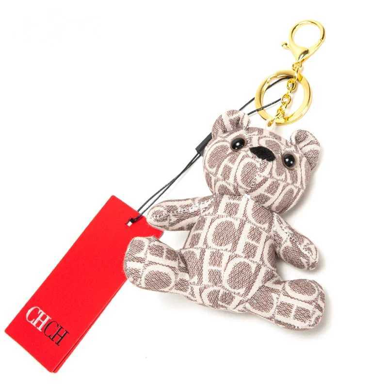 Keychains Lanyards Cute bear doll retro style luggage accessories fashionable classic pendant keychain H250217