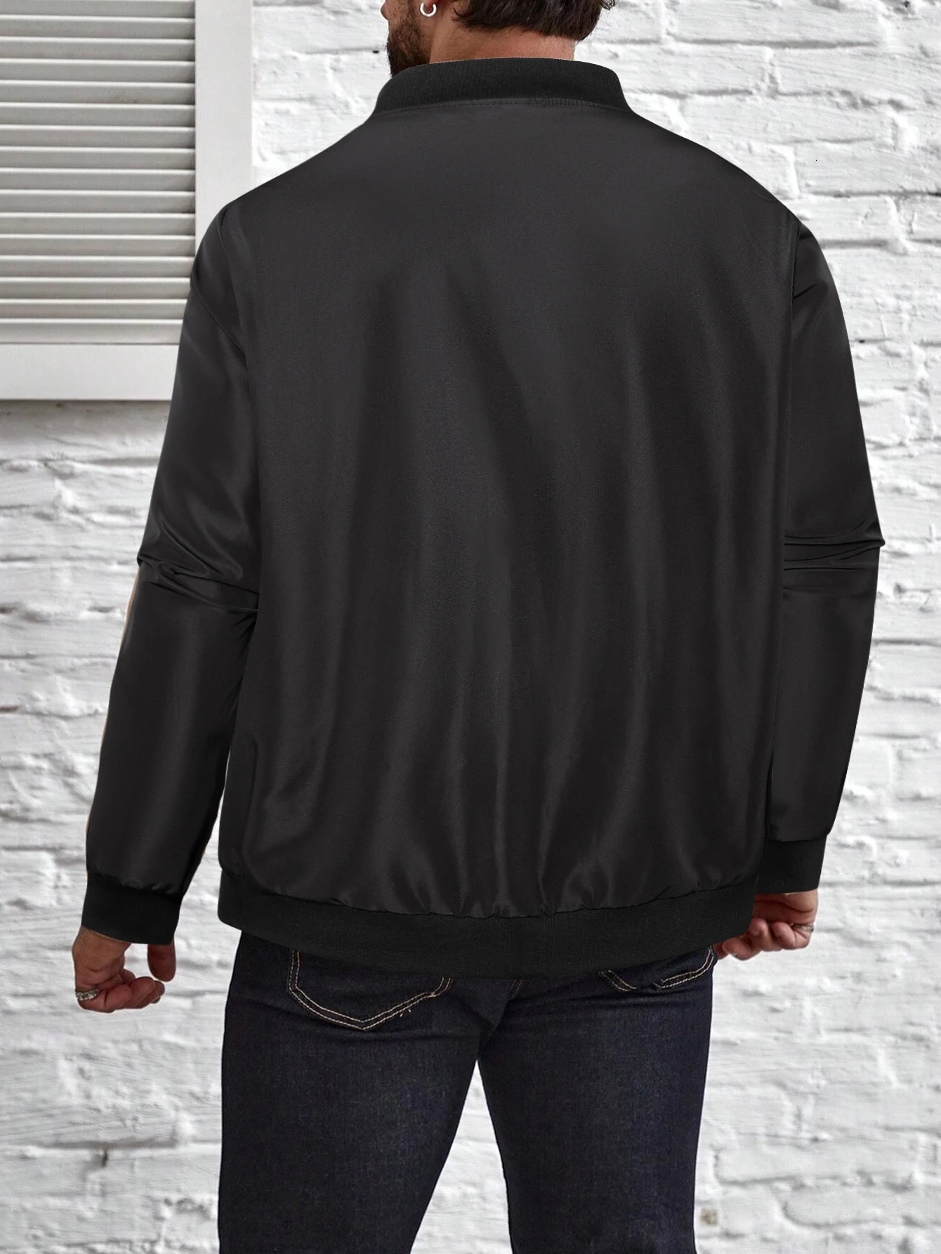 2024 Spring and Autumn Baseball Collar Short Loose Solid Color Jacket Mens Business Casual Thin Trend y250218