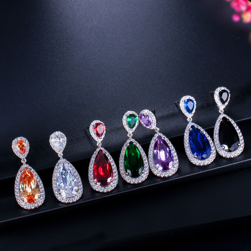 2025 Choucong Brand Unique Dangle Earrings Luxury Jewelry Large Water Drop 5A Cubic Zircon CZ Diamond Bride Women Lady Party Wedding Earring Gift