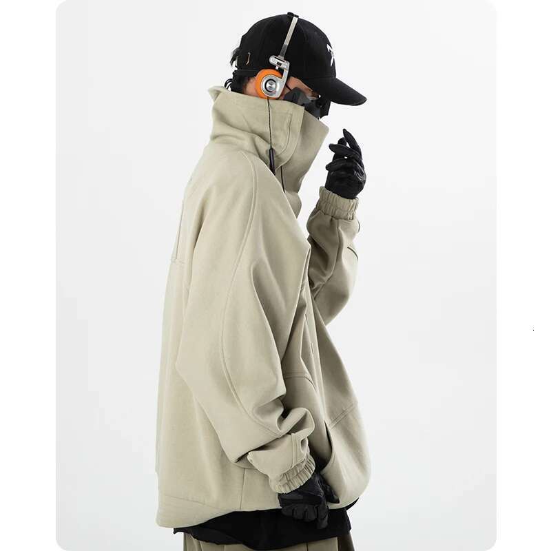 Autumn Winter Functional Neck Hooded Sweater Cloak Hoodie Men's Clothing Haruku Sweatshirt High Street Streetwear