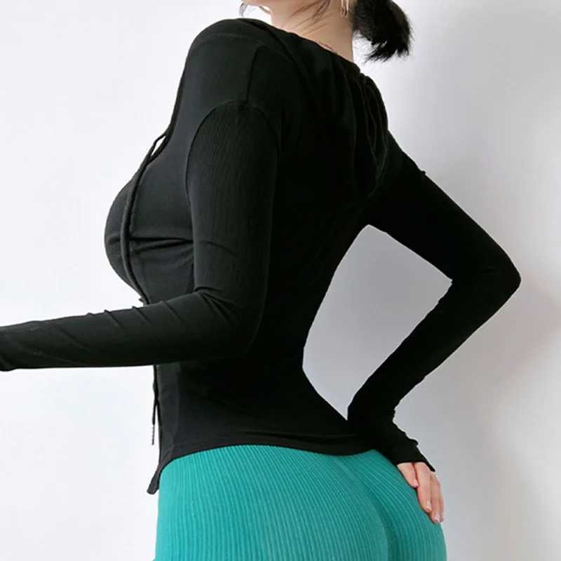 Active Shirts Tees Cloud Hide White Women Sports Jacket Winter Long Slve Shirt Gym Coat Top Sexy Blouse Running Workout Sportswear H25218