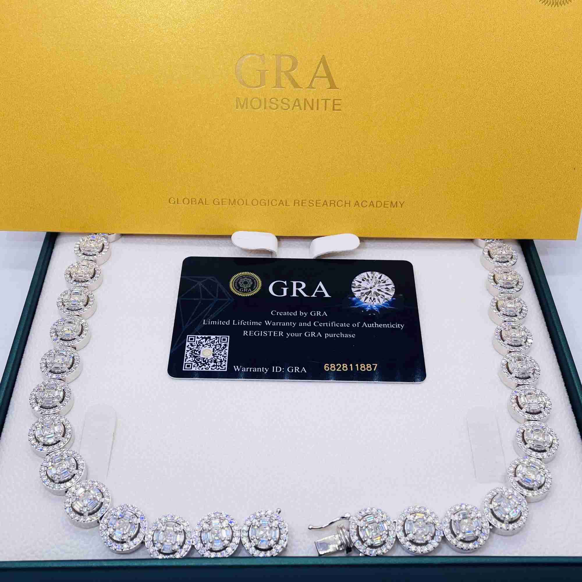 Trendy Moissanite Jewelry 13mm 925 Sterling Silver Baguette vvs Diamond chain Iced Out Cuban Link necklace