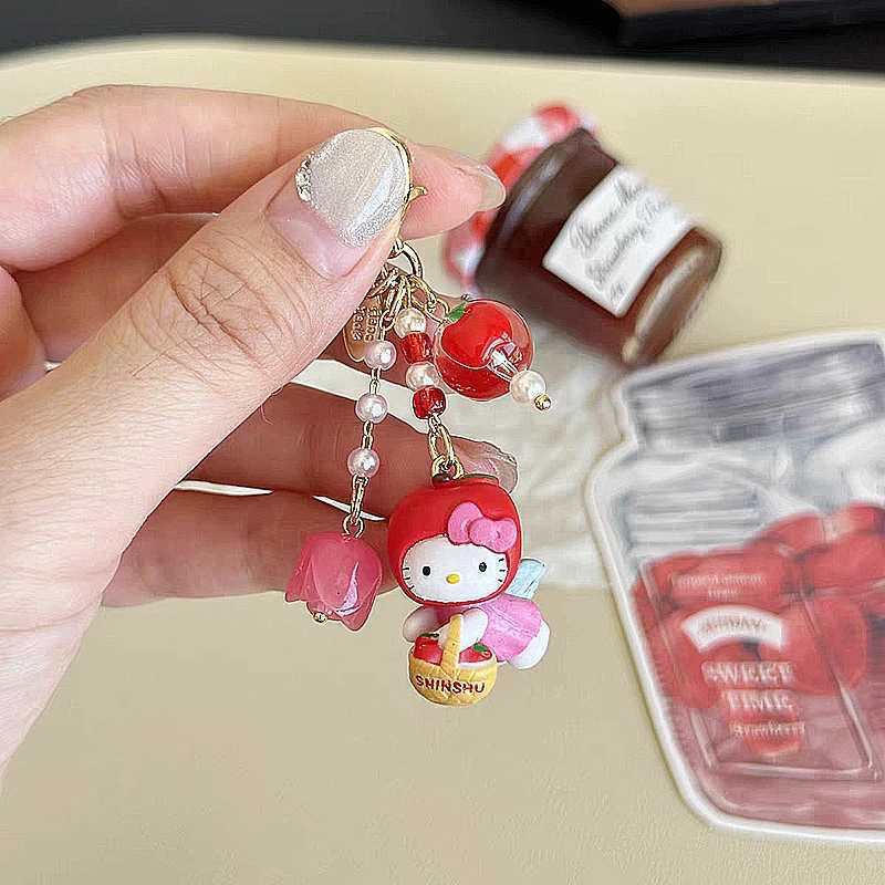 Keychains Lanyards Kawaii Anime Kitty Cat Keychain Cute Animals Toys Doll Pendant Keyring Key Buckle Backpack Charm Ornament Accessories Girls Gift H2