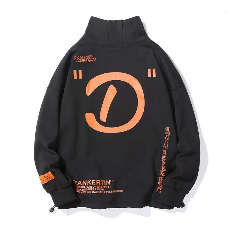 Single Road Mens Turtleneck Sweatshirt Winter Fleece Oversized Sweatshirts Japanese Streetwear Haruku Hip Hop Hoodie Men