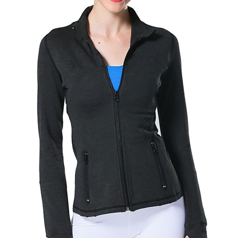 womens gold zipper designer yoga cropped jacket full length activewear coat solid sportswear outerwear gym running lounge wear stretchy comfort fit