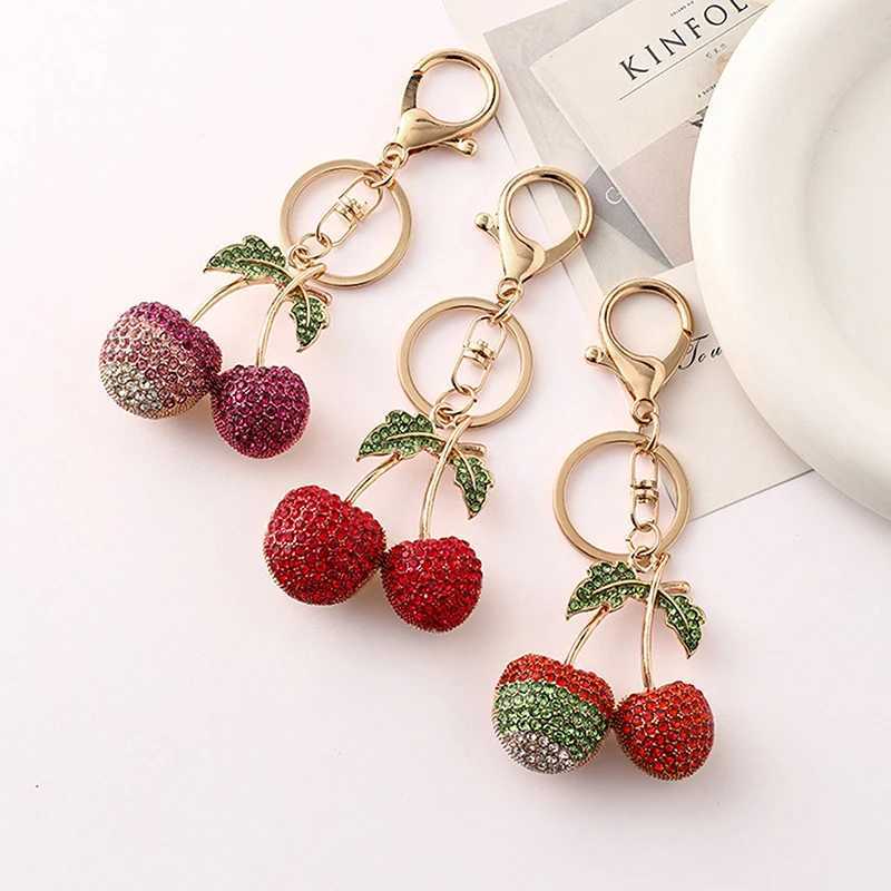 Keychains Lanyards Bag Parts Accessories 12 Different Styles Crystal Cherry Charm Pendant For Womens Handbag Shoulder Bags Keychain Attachment H250217
